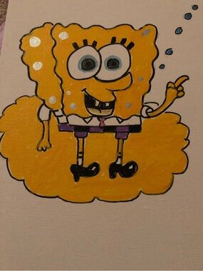 Yellow Sponge Character Canvas Art - Unbranded